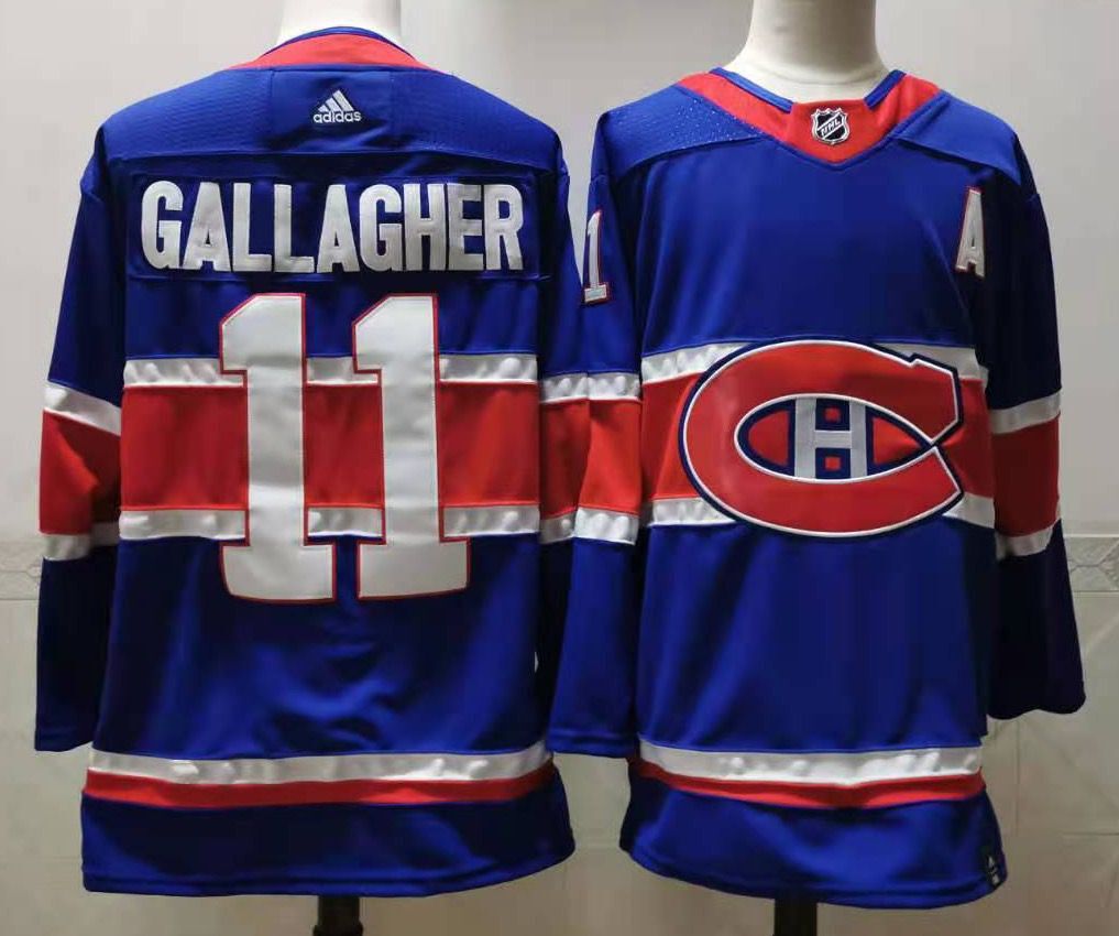 Men Montreal Canadiens #11 Gallagher Blue Throwback Authentic Stitched 2020 Adidias NHL Jersey